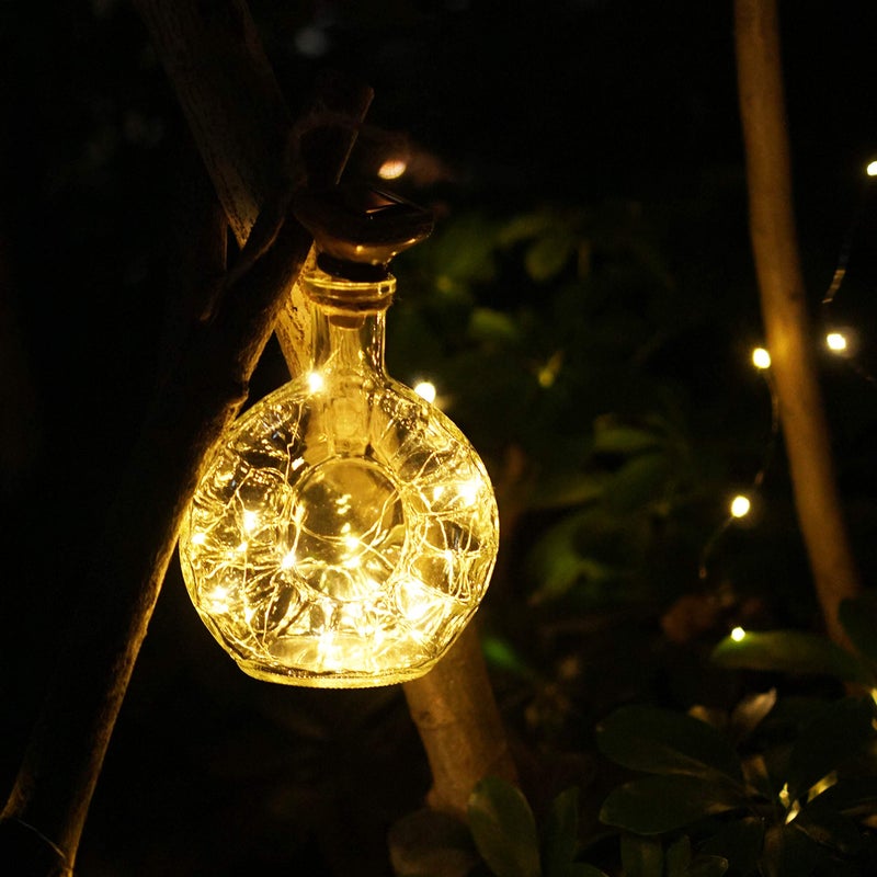 Decorman Upgraded 10 Pack Solar Wine Bottle Lights 20 LEDs Waterproof Silver Wire Cork Lights for Party, Wedding, Christmas, Holiday, Outdoor, Garden, Patio, Pathway Decor - Image 5